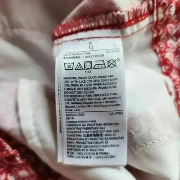 Gap Print Summer Shorts Red  White Tile Chino Preppy Women's size 8 Petite - Picture 7 of 11